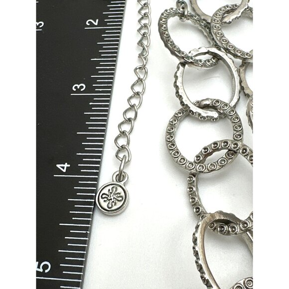 Elegant Simply Vera Wang Circular Link Chain Necklace Silver Textured Circles - Picture 5 of 5